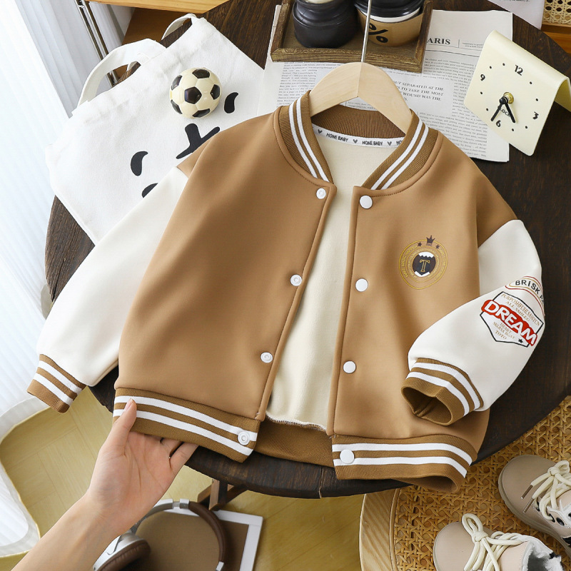 秋冬款儿童加绒外套男童帅气棒球服女童洋气开衫宝宝百搭夹克童装|undefined