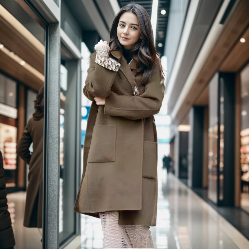 Celebrity-Inspired Brown Light Luxury Loose Slimming Coat, New Autumn and Winter Korean Fashion Slimming Jacket for Women Celebrity-Inspired Brown Light Luxury Loose Slimming Coat, New Autumn and Winter Korean Fashion Slimming Jacket for Women