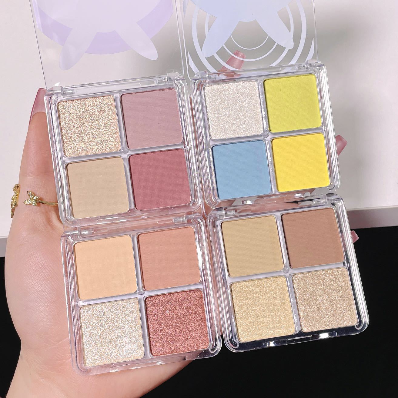 Esclusivo ErshiQi Free Rabbit Ombretto carino a 4 colori, opaco, fine, flash, fard in polvere ad alta lucentezza, Color Girl_voghion.com