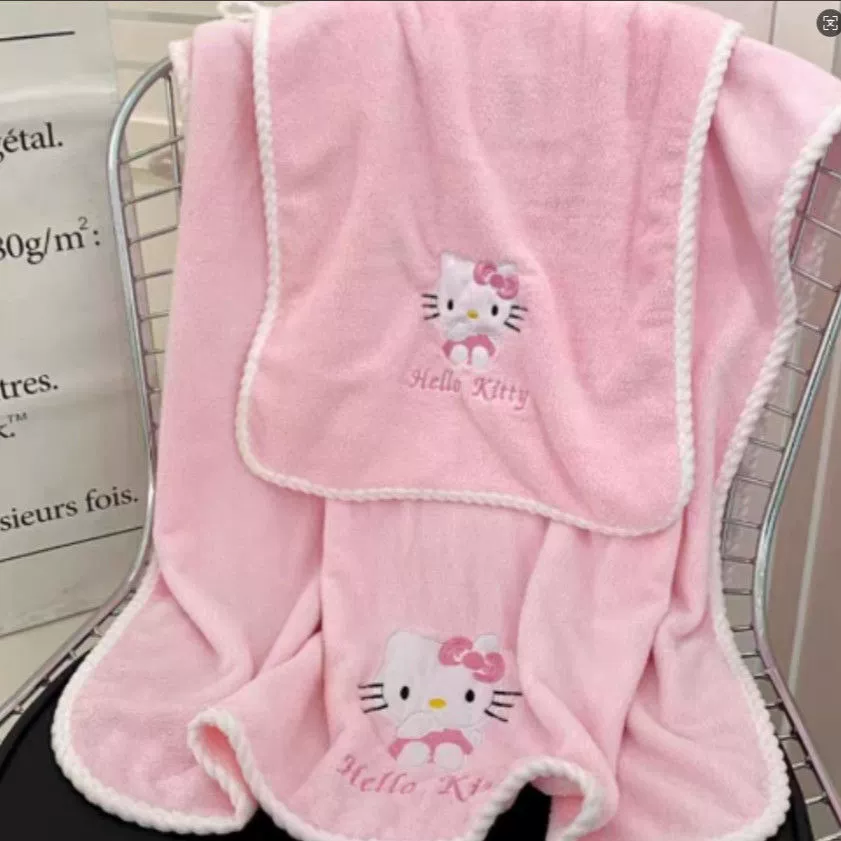 Набор банных полотенец из кораллового велюра с милым мультяшным принтом Hello Kitty, мягкие и впитывающие, для умывания, подарок для дома