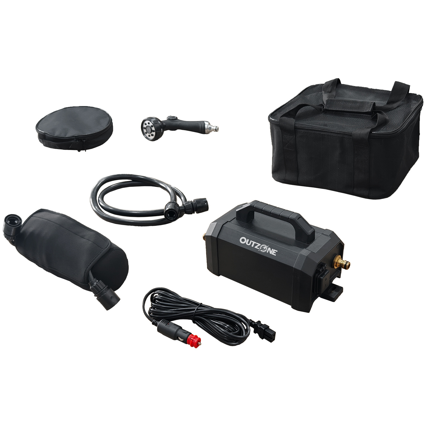 OUTZONE Outdoor Portable Booster Water Pump 12V Car Water Pump for Self-Driving Camping with Aluminum Alloy Body
