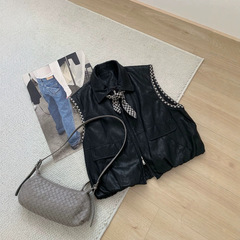 25秋女装上新品质软料蛋白皮马甲女8903