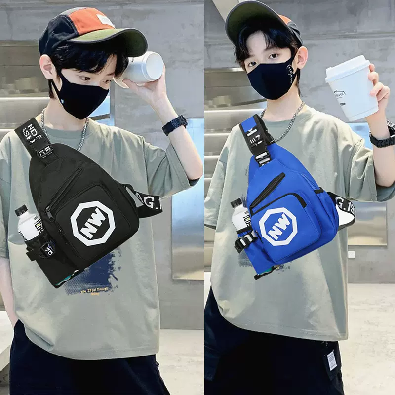 新款男女潮童儿童胸包洋气宝宝单肩斜挎包儿童出游轻便水壶包批发