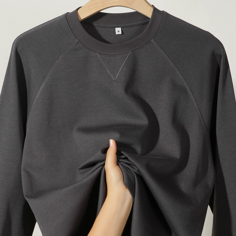 Tenguo Men Funni весна 2025 новая молодежная сплошной цвет твит хлопчатобумажные рукава рукава свободные японские футболки с длинными рукавами