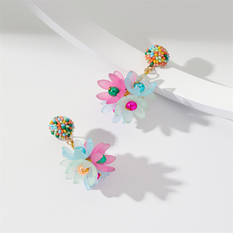 Daily Occasion Alloy Material 1 Pair Elegant Flower Arylic Alloy Earrings