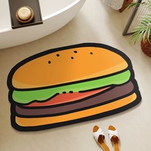 卡通汉堡包浴室地垫洗手间门口防滑吸水脚垫淋浴房速干硅藻泥软垫
