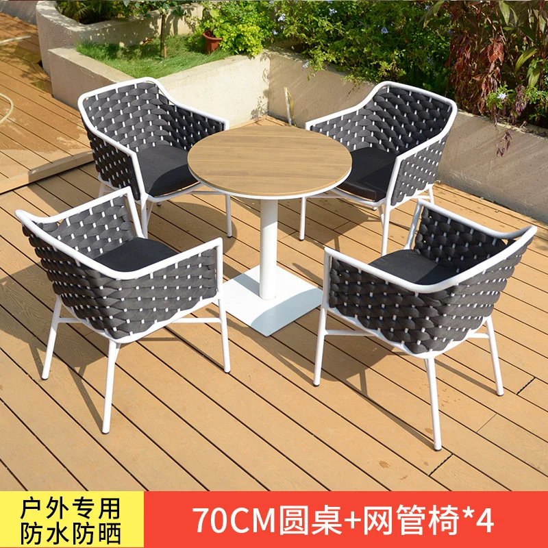 Mesa y silla de patio al aire libre, terraza de jardín de caña, balcón, mesa y silla de caña casuales, combinación de mesa y silla al aire libre