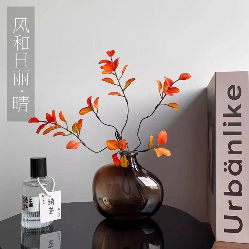 仿真花树枝红枫叶假花树叶子发财叶室内家居客厅枫叶假花北欧摆设|undefined