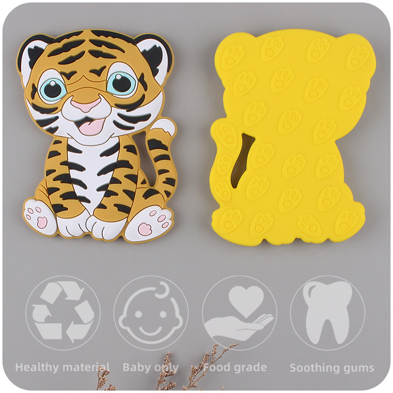 Bebé suministros de dibujos animados animal silicona Tigre mordedor creativo bebé de silicona mordedura molar teether juguete Nuevo