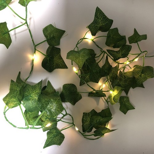 Green Leaf Climbing Ivy String Lights LED Sweet Potato Leaf Copper Wire Lantern Christmas Outdoor Decoration Maple Leaf Ivy Garland Lights