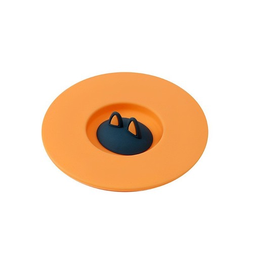 Leakproof round universal mug lid wholesale creative cartoon cat ears food grade silicone cup lid dustproof