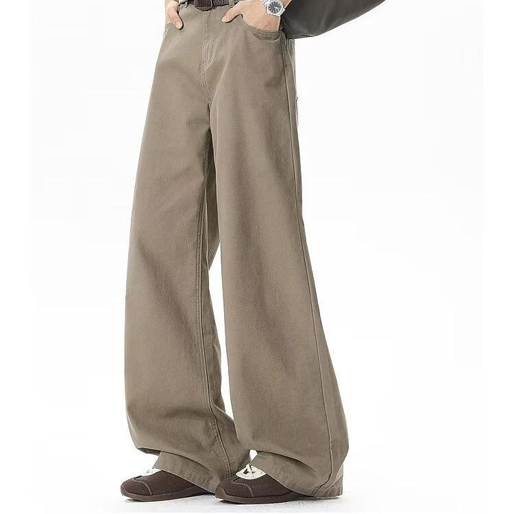 Wukong Youhuo American-style brown cleanfit straight-leg jeans for men, trendy brand, loose and versatile wide-leg casual pants