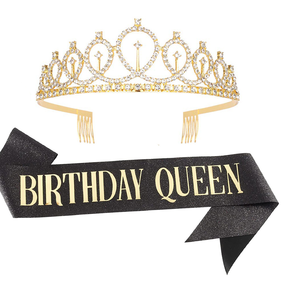 Diadema de fiesta de corona de cumpleaños de aleación transfronteriza Diadema de diadema de tocado europeo y americano BirthdayGirl Queen