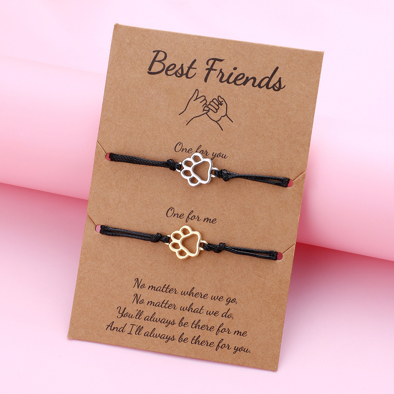 Cross-border Hot Flower Couple Bracelet Friendship Card Handmade Woven Bracelet Set Alloy Woven Jewelry Set