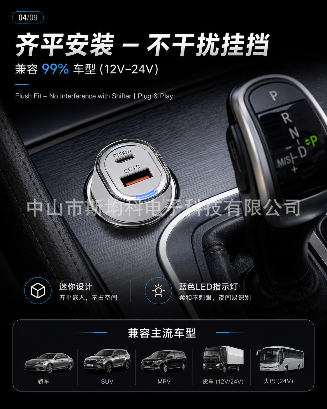 Cross-Border 48W Car Charger Super Fast Charging Dual Cigarette Lighter Adapter Phone Flash Charging USB Car Charger