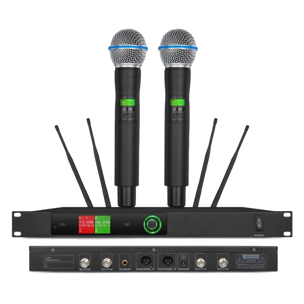 Pantalla a color transfronteriza dedicada micrófono inalámbrico de segmento U cuatro antenas micrófono de escenario de rendimiento estable uno a dos image 1