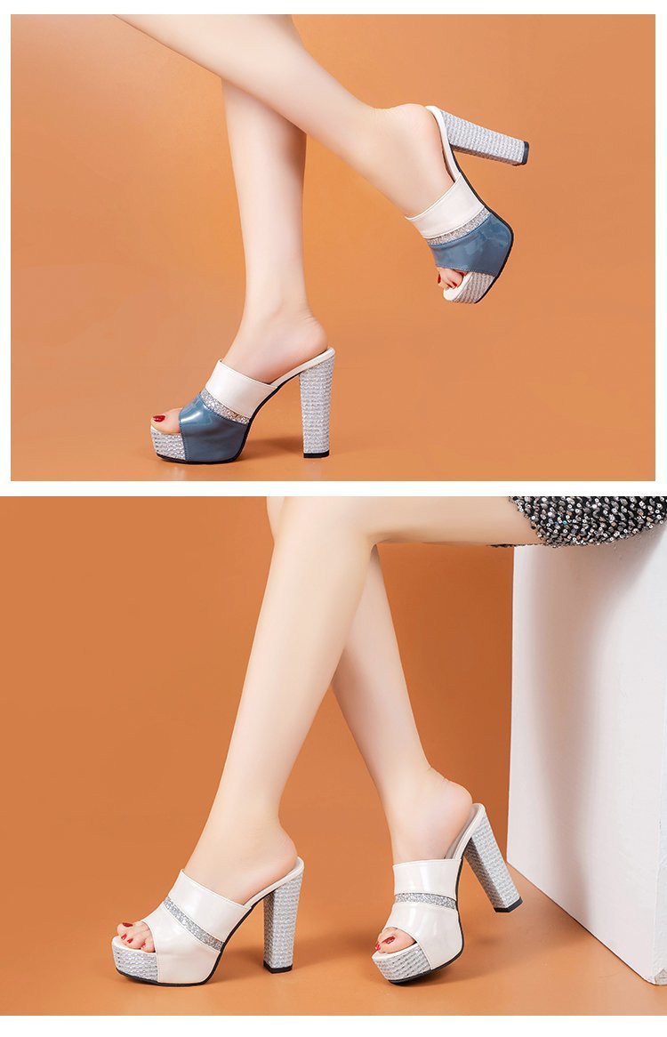 발편한여성샌들 가보시힐 규빅비즈샌들 여성뮬슬리퍼형샌들