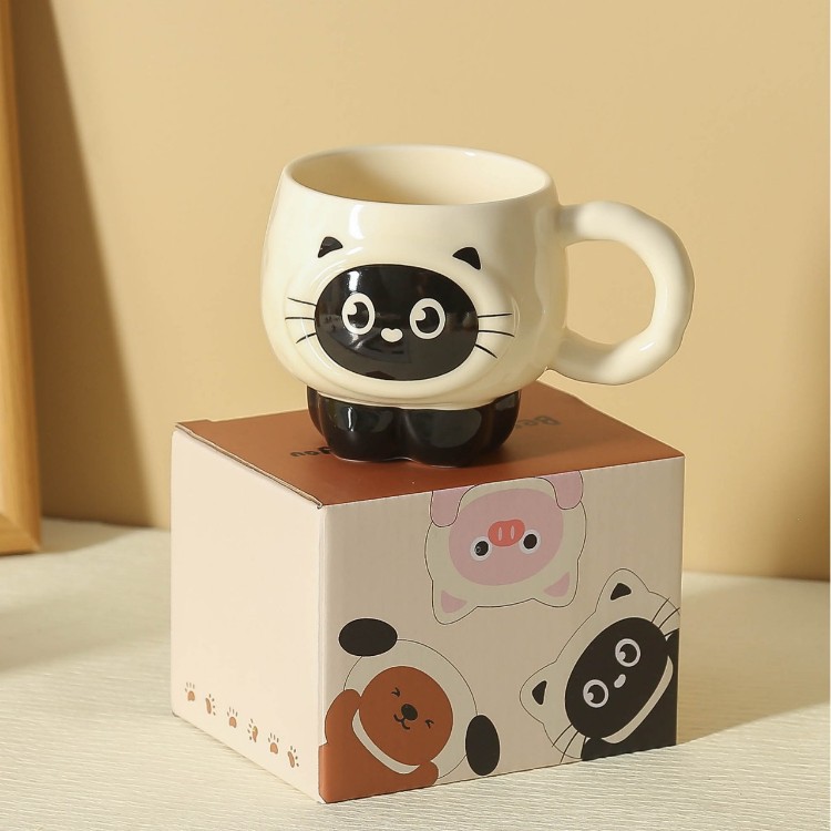 Cute ins de dibujos animados tazas de cerámica creativas tazas de café caseras tazas de cerámica de alto valor para niñas