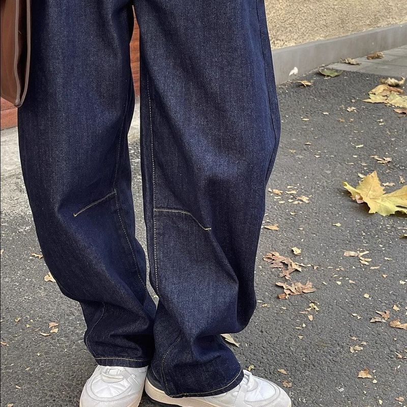 日系复古牛仔裤男女2025春季新款弯刀裤子阔腿宽松休闲香蕉镰刀裤|undefined