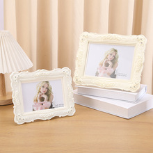 白色玫瑰花摆台相框创意相架复古欧式 浮雕简约6寸相框摆件 批发