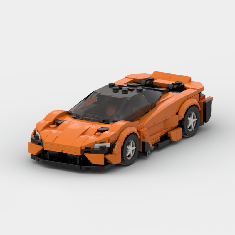 MOC building blocks compatible with Lego Creative Assembly orange McLaren 765lt sports car model speed Series 8 grid car MOC building blocks compatible with Lego Creative Assembly orange McLaren 765lt sports car model speed Series 8 grid car