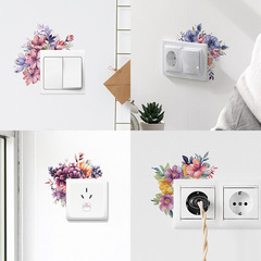 外貿浪漫唯美花朵花卉兒童房臥室家居裝飾開關貼牆貼貼紙自粘批發