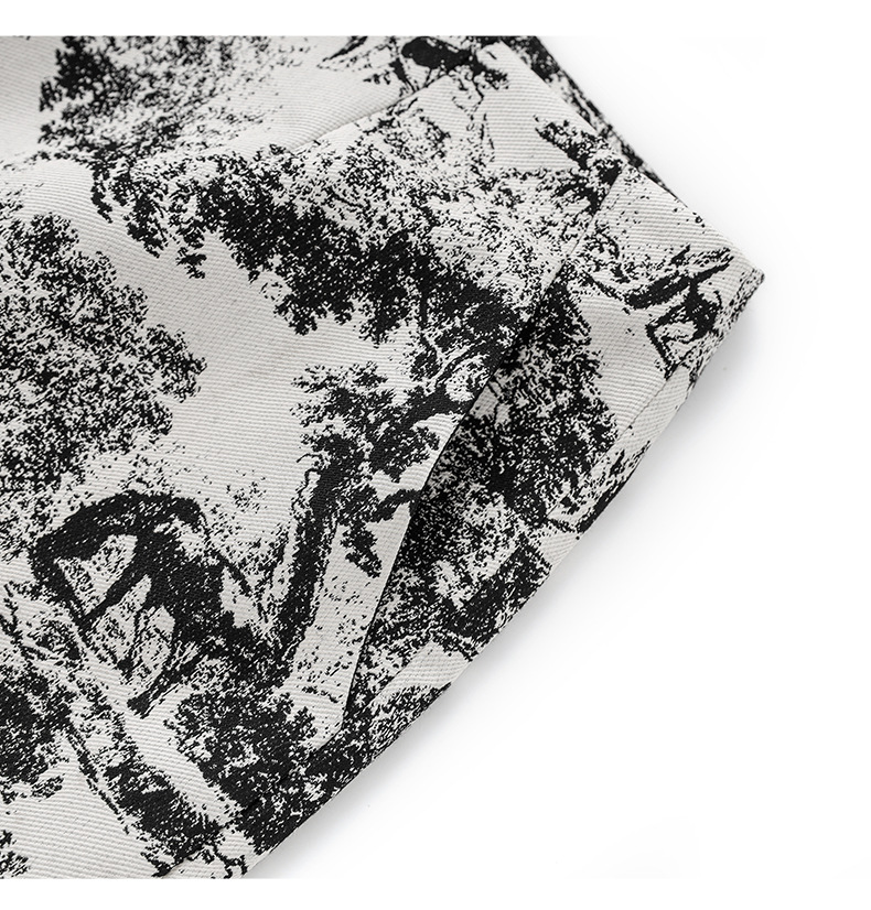 Quần short nữ cạp cao họa tiết tranh mực nổi jacquard phong cách thời trang cao cấp — Màu hoa chi tiết 13