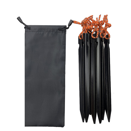 Outdoor tent canopy ground pegs aluminum alloy bag set camping camping triangular tent pegs with rope camping accessories