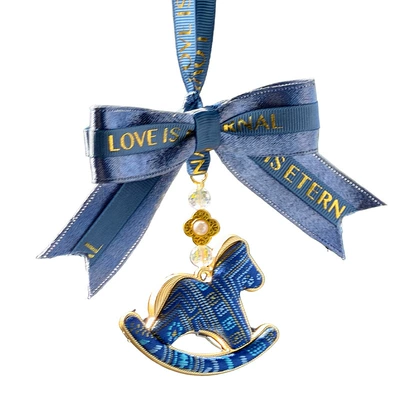 Car hanging Car Pendant, New Chinese Style - bow-song-brocade-rocking-horse-pendant-blue