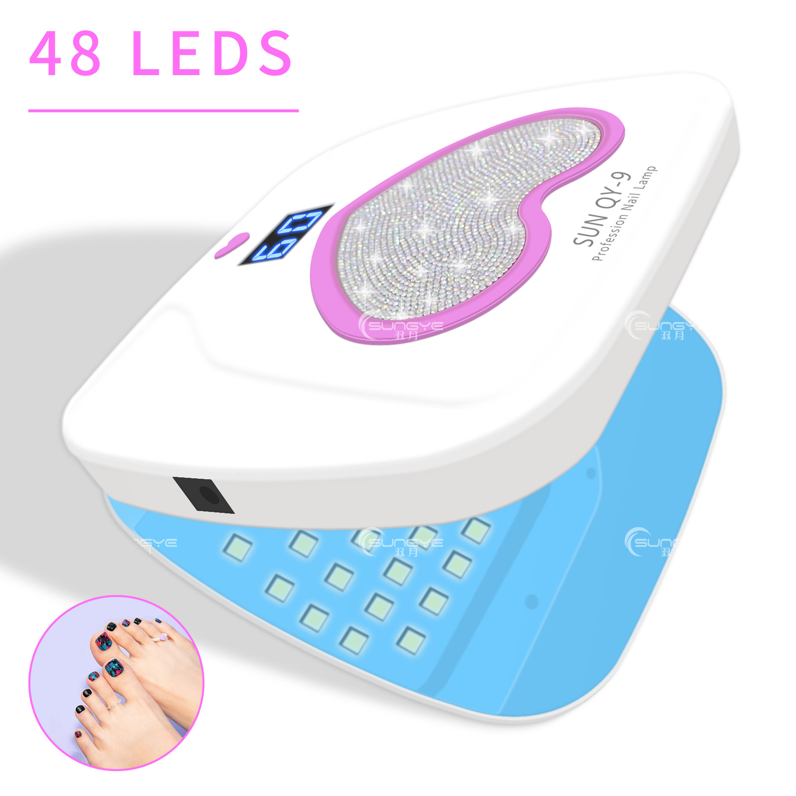 Máquina de fototerapia de manicura de secado rápido de alta potencia 168W sensor de gravedad manos y pies inteligentes disponibles Lámpara de fototerapia de manicura plegable