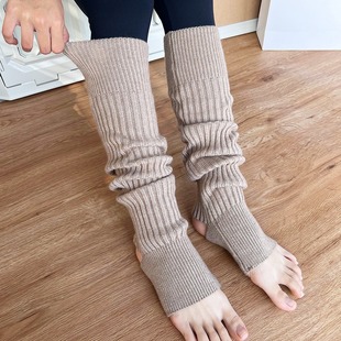 European-style open heel cashmere socks yoga leggings women's simple thickened warm foot cover little red book live hot