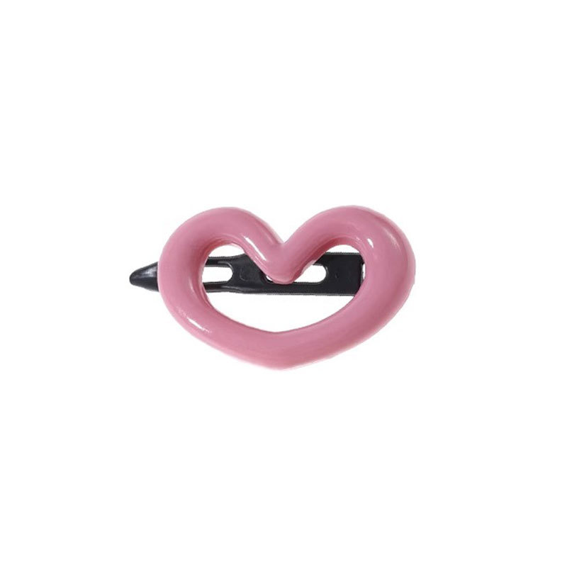 Bonito dulce rosa amor abrazadera de cabello de plástico simple y libre borde lateral frisa abrazadera de cabello en forma de corazón