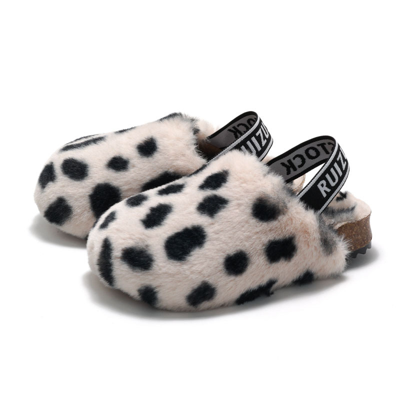 RUIZUSTOCK Autumn Winter Parent-Child Children's Cork Cotton Shoes Girls' Furry Boys' Fleece-Lined Warm Sandals_vogvips.com