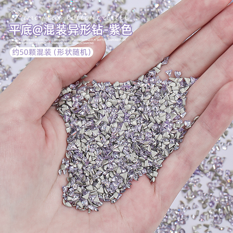 Nail circón invertida borde plano diamante Super Flash joyería de uñas blanco transparente Mini tamaño pequeño circón flash decoración de uñas