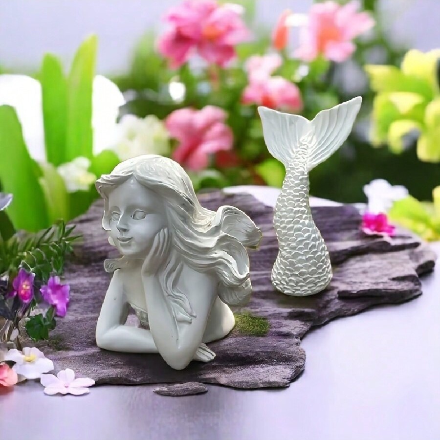 Custom decorative figurine mermaid top and mermaid tail set charming resin mermaid