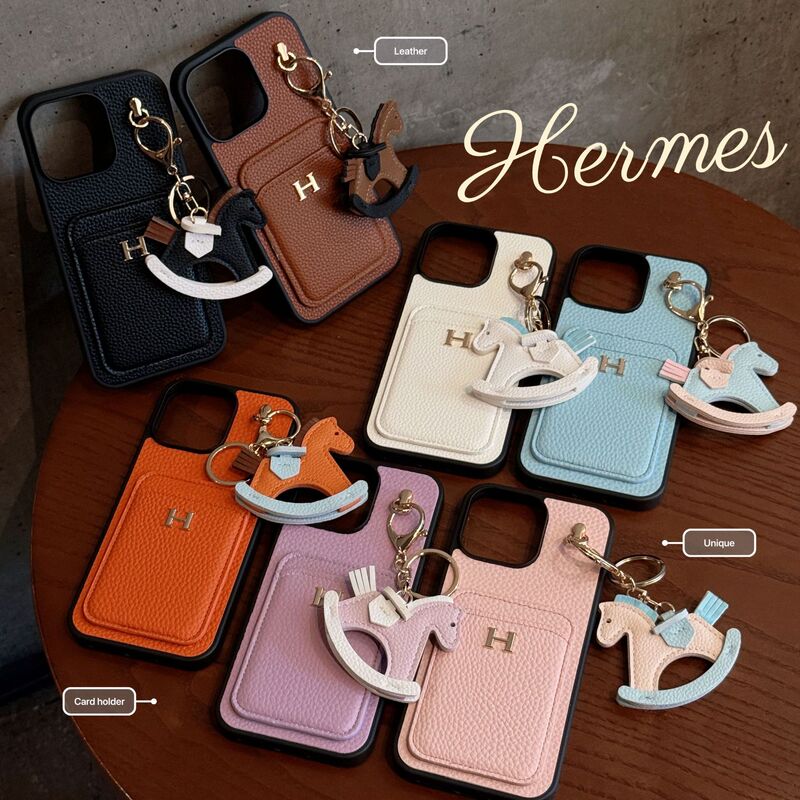 New Card-Insertable + Rocking Horse iPhone 17 Phone Case with Lychee Texture Genuine Leather Feel, Suitable for Samsung S25 Protective Case