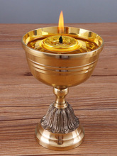 佛台上的纯铜黄铜苏油灯酥油灯盏供佛家用佛前长明灯点食用香油