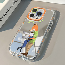 疯狂动物城苹果15手机壳iPhone14promax适用iphone13镜面奶油12软