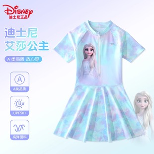 Disney Kidsren's Swimsuit Girls One-Piece Elsa Princess 2025 New Summer Girls Swimsuit Sun Protection Swimsuit