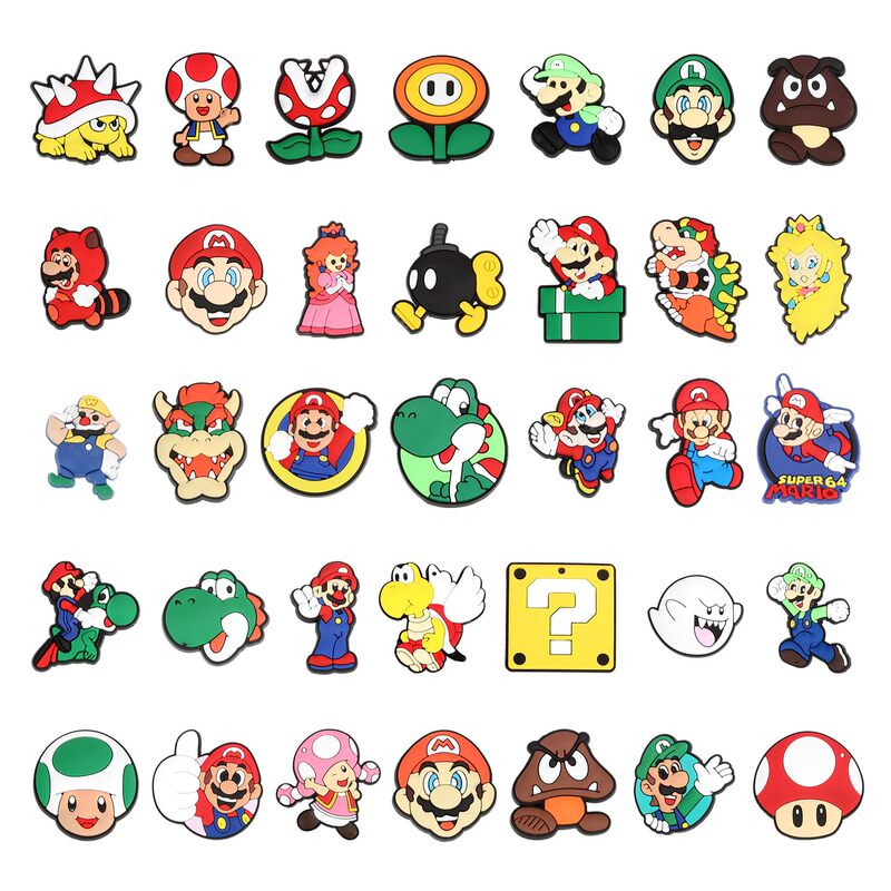 suit Super Mario Cartoon Series Hole Shoes Shoes Flower Shoe Buckle PVC Cute Shoes Decorative Buckle Amazon Hot