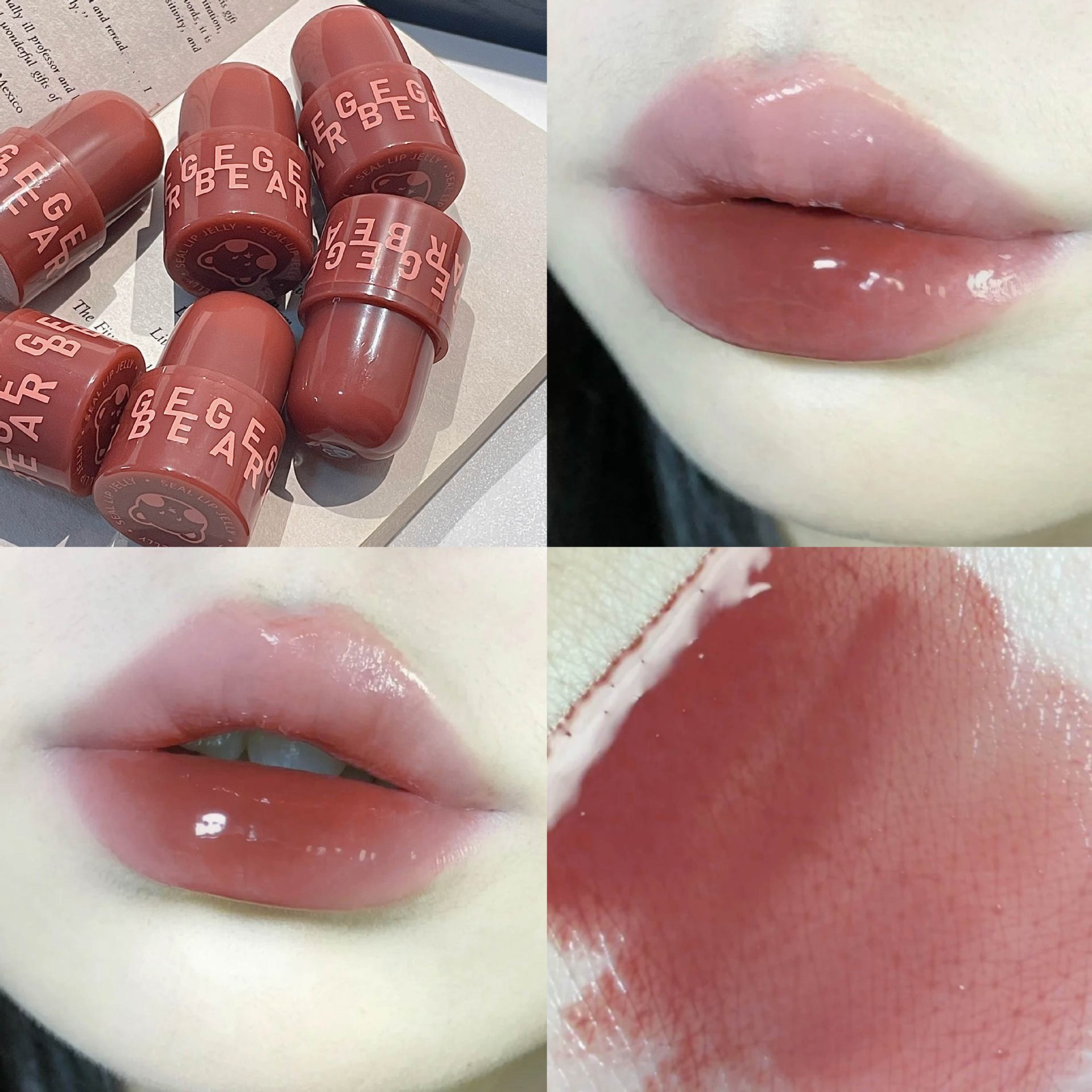 Gege oso sello labio congelado agua luz espejo labio esmalte no fácil de desvanecerse jalea lápiz labial maquillaje transfronterizo cosméticos image 11