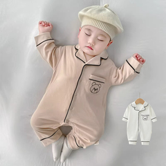 早春新款洋氣嬰兒純棉衣服新生兒無骨男女寶寶連體衣春秋爬爬服