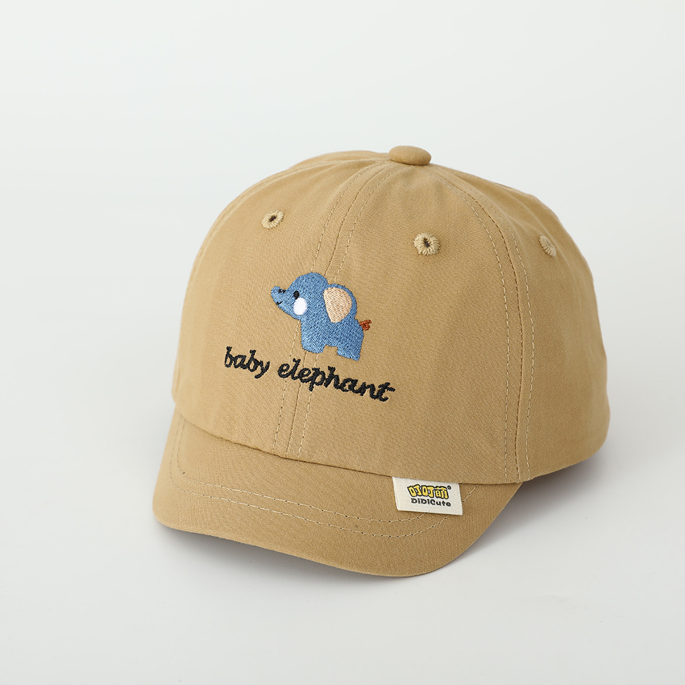 Sombreros de primavera para bebés pequeños elefantes bordados delgados sombreros de goma suave para bebés sombreros de béisbol de protección solar para niños y niñas