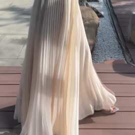 绝美巨好看的飘逸网纱半身裙女夏季a字高腰温柔风雪纺大摆长裙子