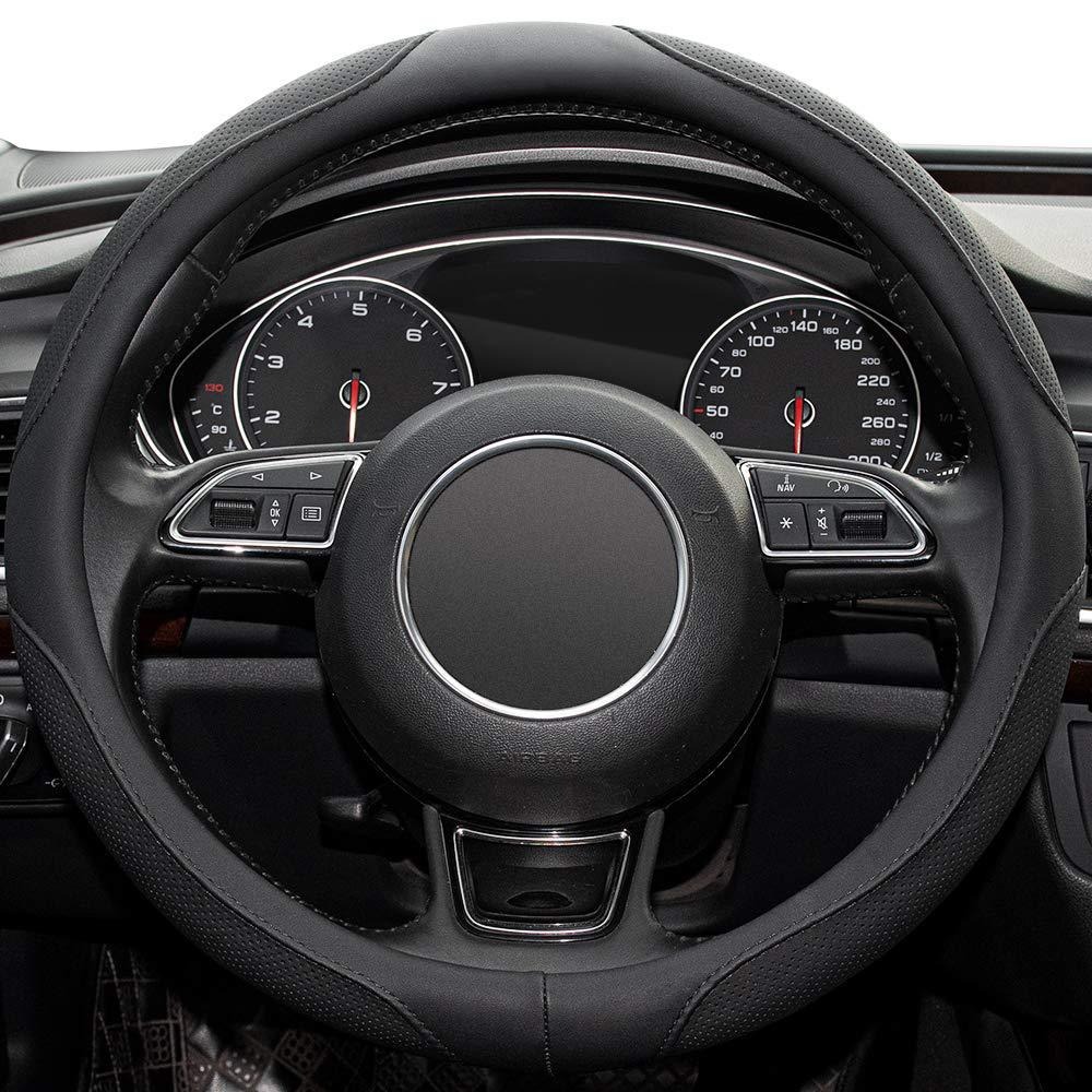 Microfiber steering wheel cover 14.5-15 inch non-slip breathable odorless universal car steering wheel protection
