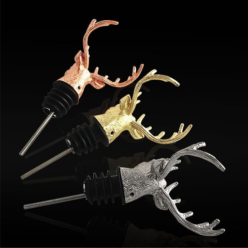 Cabeza de ciervo creativo boca de vino de acero inoxidable vino whisky tapón de vino dispensador de vino separador de vino