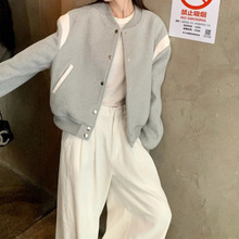 灰色短款外套女春秋款棒球服2025新款秋冬小个子早