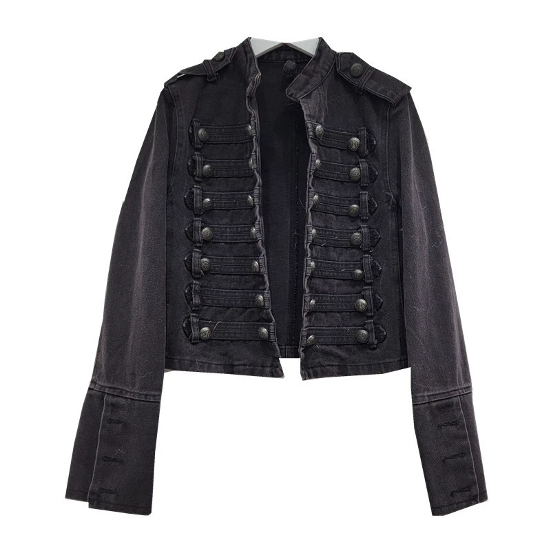 Denim Jacket (Tide) — Retro Korean Style, Autumn Cropped Jacket, Button-Front Detail
