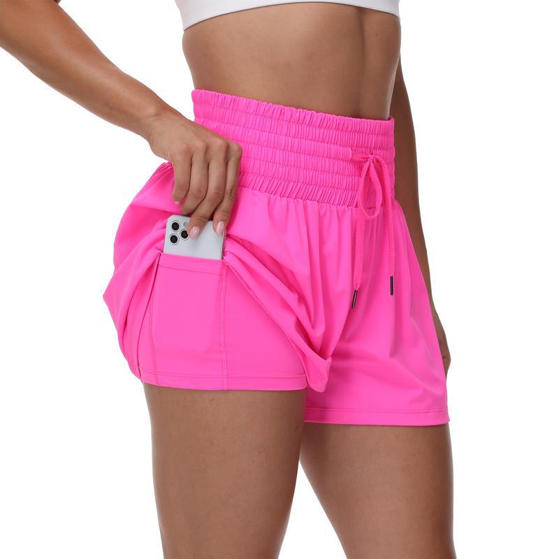 2025 New Cross-Border Dropshipping High-Waisted 2-in-1 Streamlined Sports Shorts (for Women's Fitness Use)