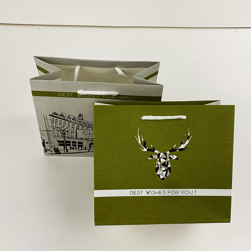 圣诞纸袋白牛皮纸袋外卖袋子批发广告礼品袋服装打包手提现货纸袋